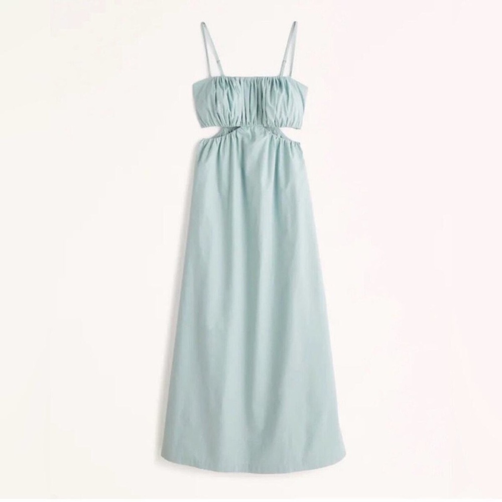 Abercrombie Teal Bubble Top Cutout Maxi Dress